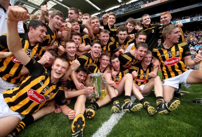 The Kilkenny team celebrates winning