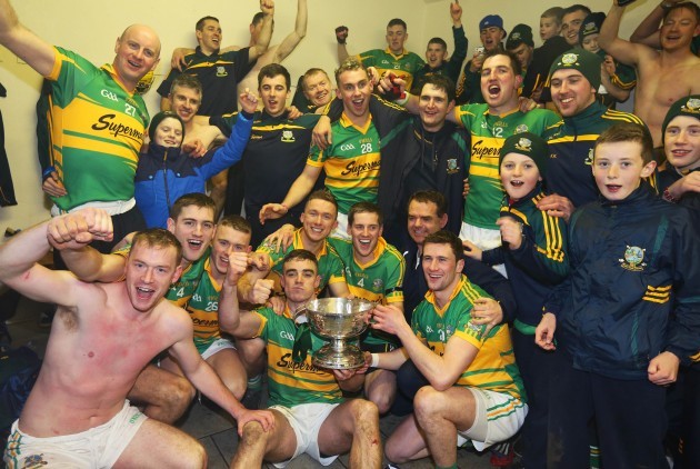 Gort players celebrate with the Tom Callanan cup