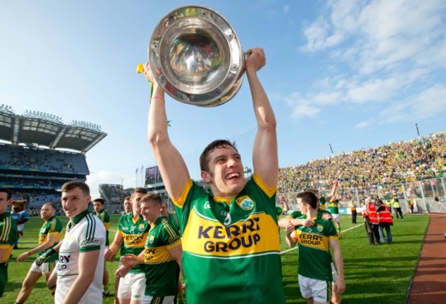 Kerry's David Moran lifts the Sam Maguire