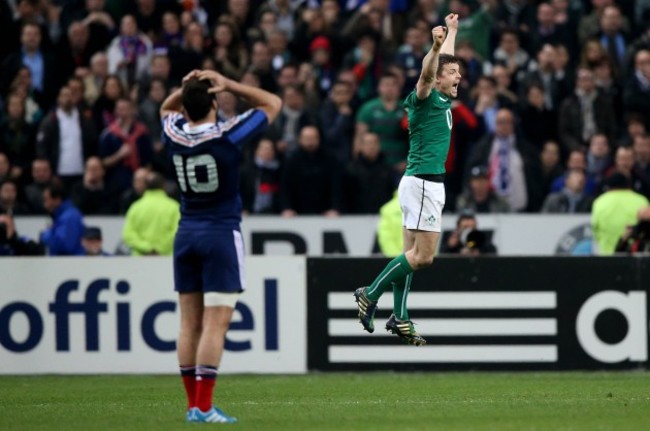 Brian O'Driscoll celebrates at the final whistle