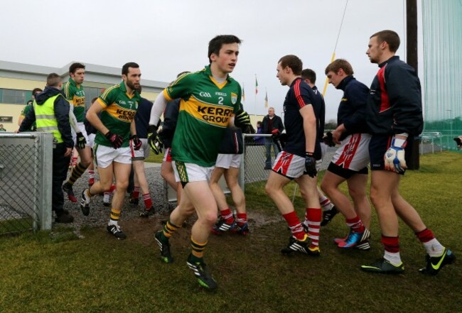 Paul Murphy and the Kerry team make their way onto the pitch