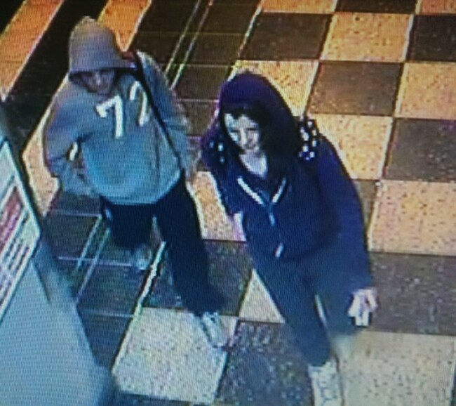 A CCTV image of the 2 young people