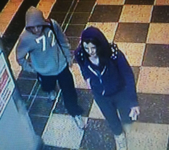 A CCTV image of the 2 young people