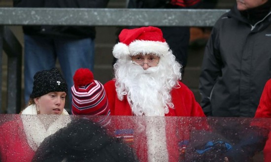 Christmas fans before the match