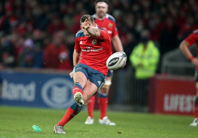 Ian Keatley kicks a penalty