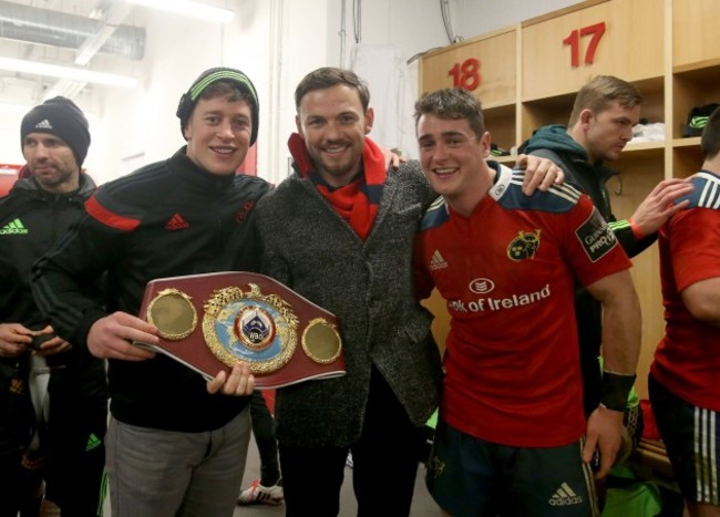 Andy Lee with Barry O'Mahony and Ronan O'Mahony