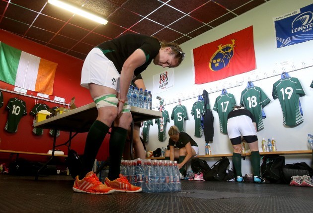 Fiona Coghlan in the dressing room before the game