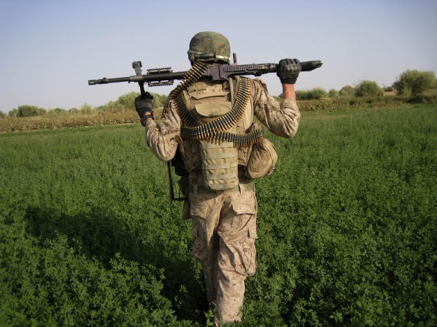 A US marine in Marjah, Afghanistan