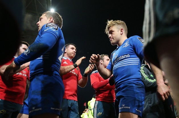 LeinsterÕs Jimmy Gopperth and Ian Madigan after the match  26/12//2014
