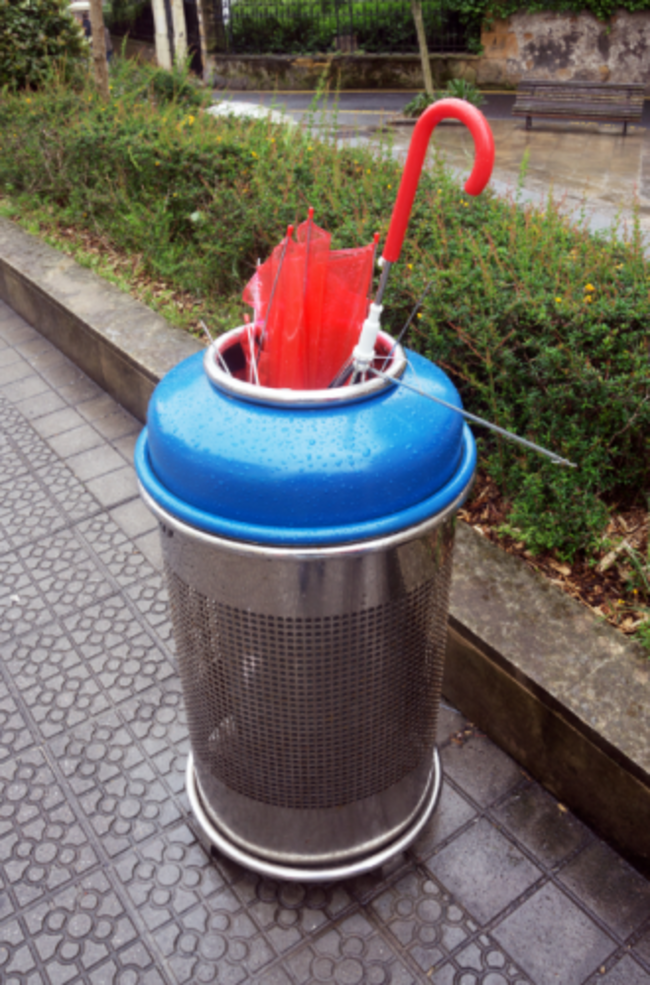 umbrella in bin