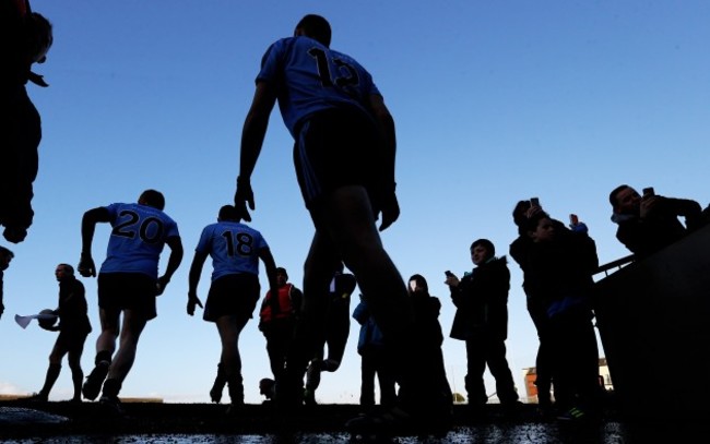 Dublin players make their way onto the pitch