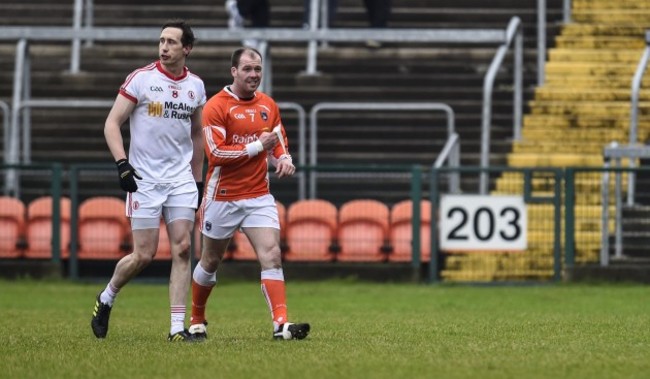 Colm Cavannagh and Ciaran McKeever are both sent off