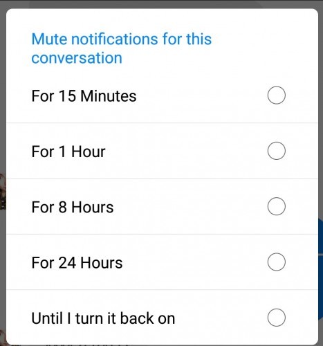 Mute notifications FB Messenger