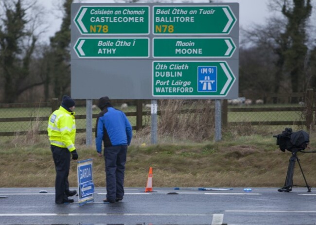 7/12015. Kildare Crash. Gardai and media at the sc