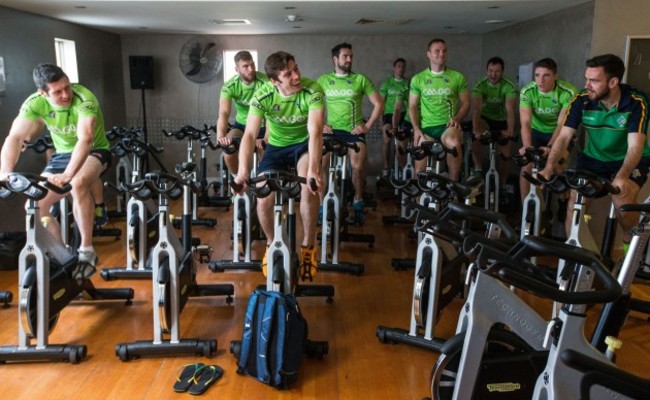 Ireland players gone through a light warm up