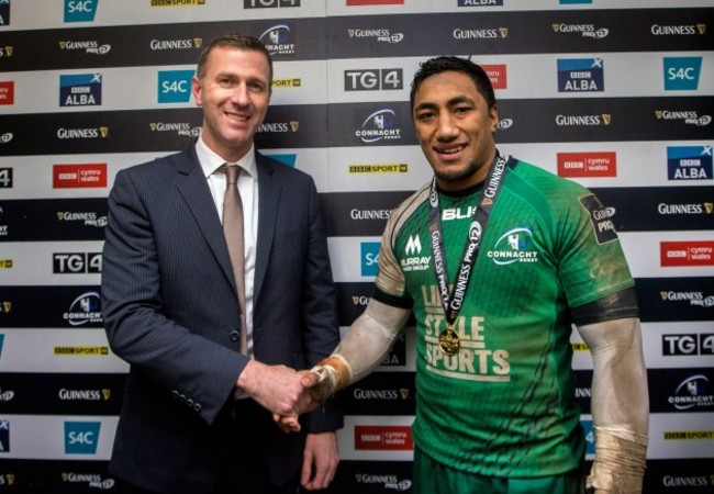 Bundee Aki receives the Man of the Match award