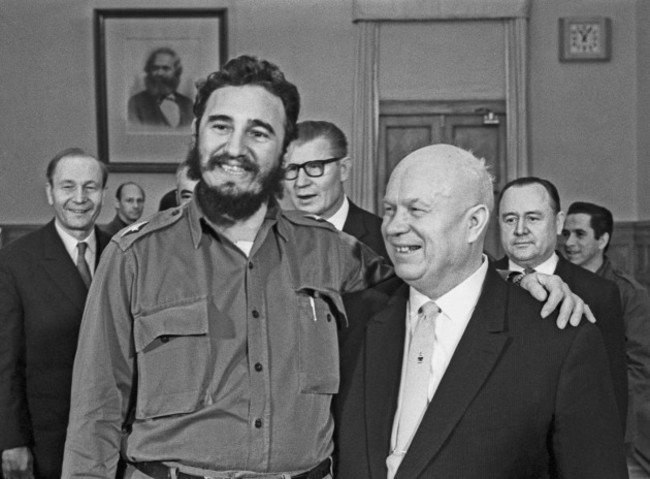 Nikita Khrushchev and Fidel Castro