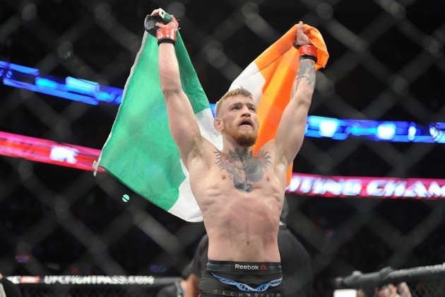 Conor McGregor celebrates winning