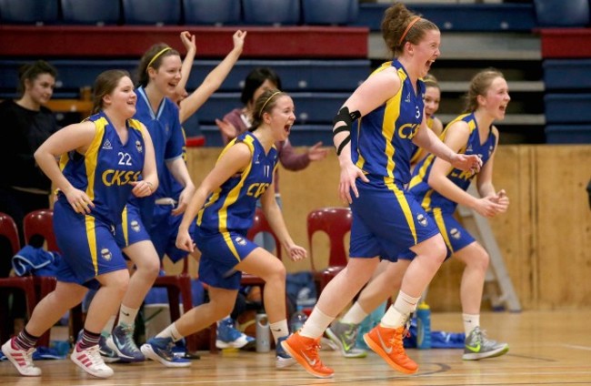 The Christ King Cork team celebrate at the final buzzer