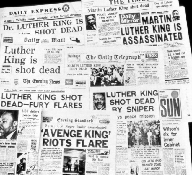 MLK Assassination Headlines 1968
