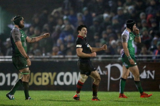 Sam Hidalgo-Clyne celebrates at the final whistle