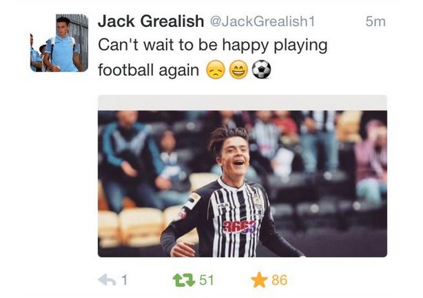 Jack Grealish tweet happy