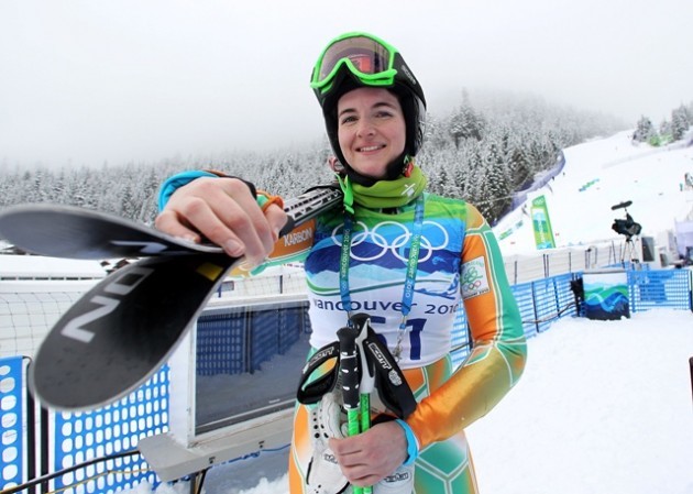 24th February 2010 Mandatory Credit - Photo-William Cherry 2010 Vancouver Winter Olympics Ireland's Kirsten McGarry pictured after the finish of her first run in the Ladies' Giant Slalom at Whistler Creekside in the 2010 Vancouver Winter Olympics.