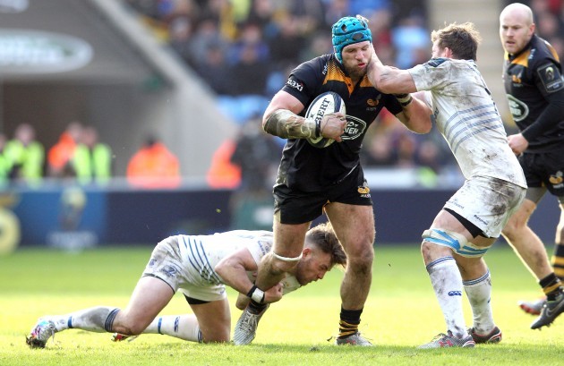 James Haskell tackled by Ian Madigan
