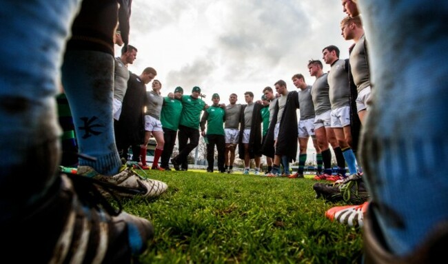 Nigel Carolan speaks to his team