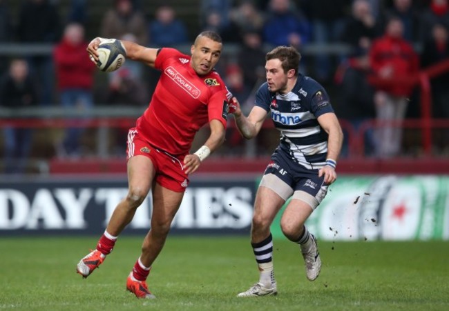 Simon Zebo tackled by Andy Forsyth