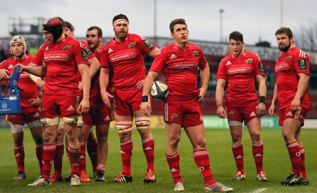 Munster players await the decision of the TMO