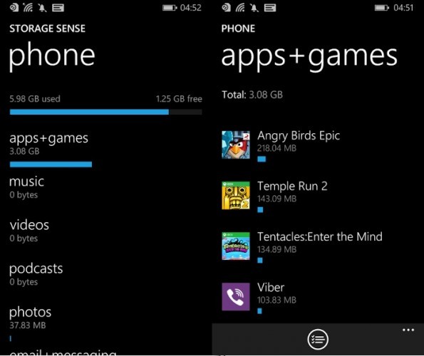 Windows Phone Storage Sense