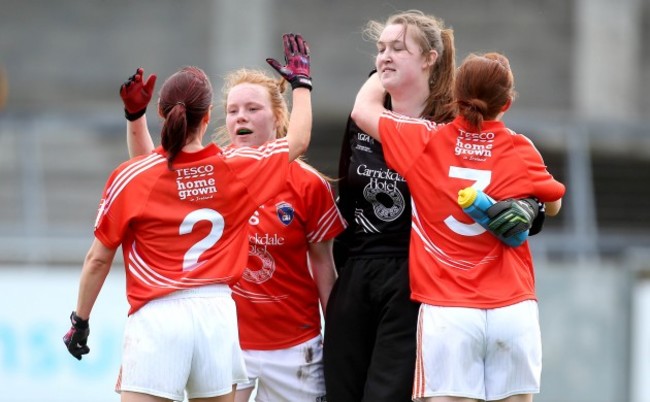 Mairead Tennyson, Nuamh Marley, Caoimhe Morgan and Katie Daly celebrate