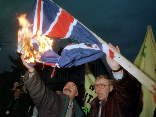 SINN FEIN DEMOS AGAINST PRINCESS ANNE ROYAL FAMILY BRITISH ROYALITY VISITS IRELAND