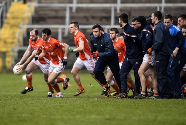 The Armagh team take to the field