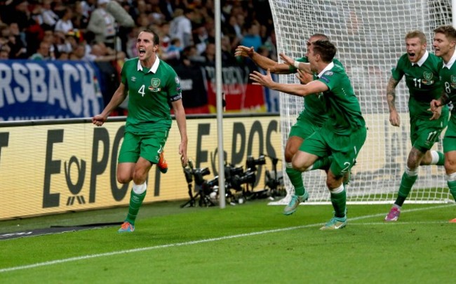 John O'Shea celebrates scoring