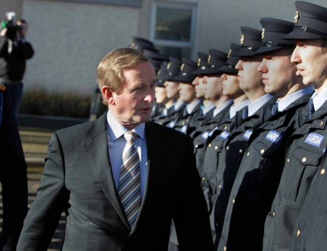 Pictured meeting the new Garda recruits i