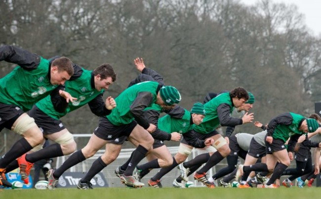 Ireland players during training