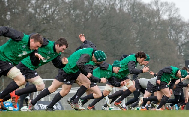 Ireland players during training