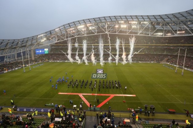 General view as the team comes on to the Aviva Stadium