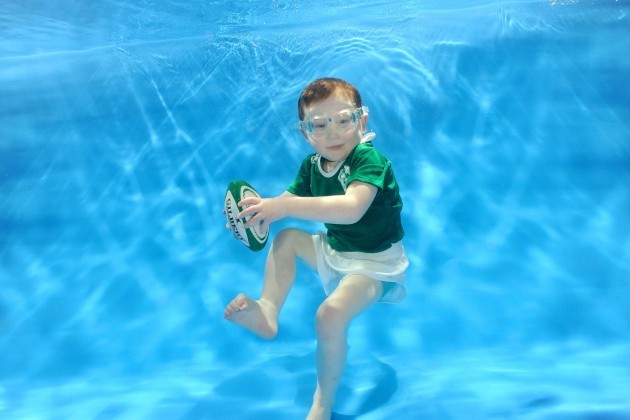 Ireland Rugby fan Harry Beausang, 3 years getting ready for the Kick of the 6 Nations Underwater