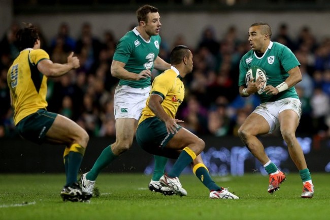 Tommy Bowe and Simon Zebo with Nick Phipps and Kurtley Beale