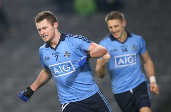 Jack McCaffrey celebrates scoring a goal