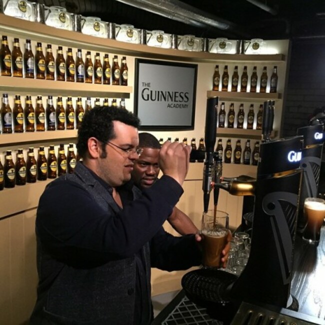 Pouring some perfect #Guinness Draft at the Factory in #Dublin with @kevinhart4real