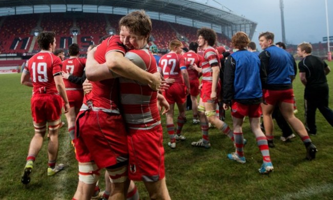 Alex Donohoe and Tim Constigan celebrate after the game