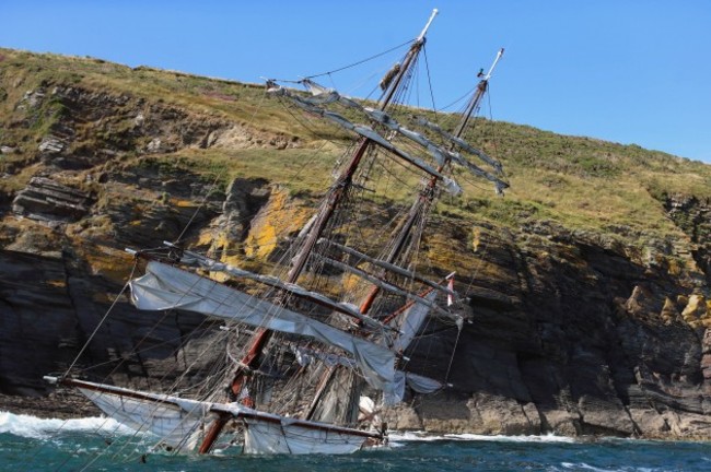 Tallship on rocks