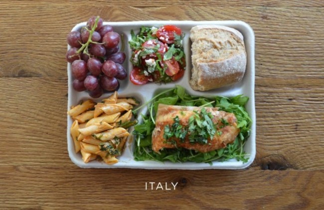 italy-fish-on-arugula-pasta-with-tomato-sauce-caprese-salad-baguette-grapes