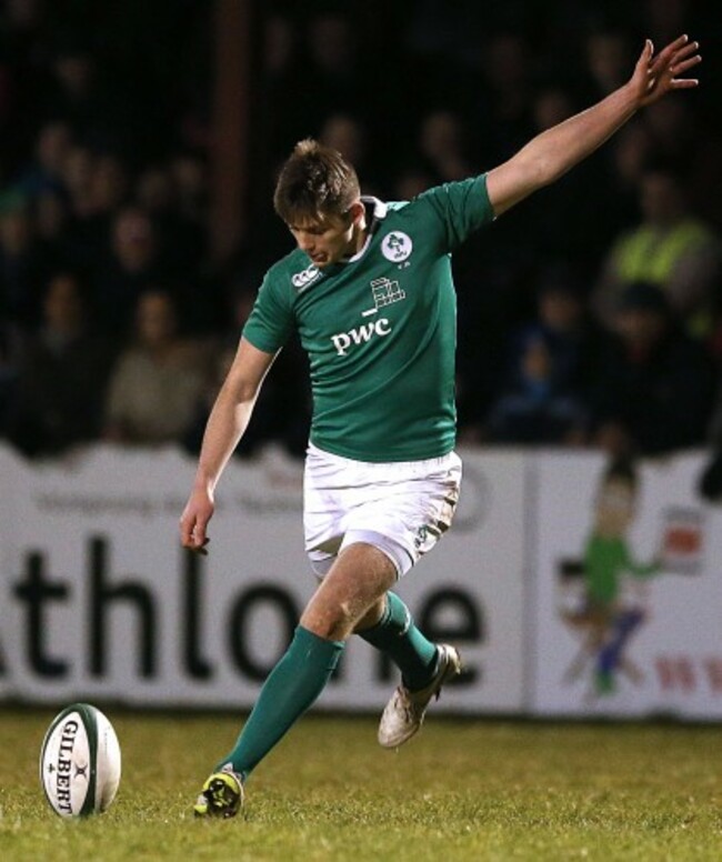 Ross Byrne kicks his side's first penalty