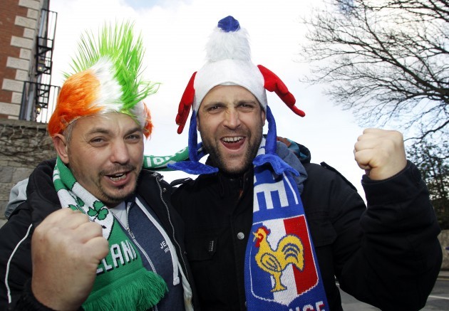 Ireland and French fans ahead of the game
