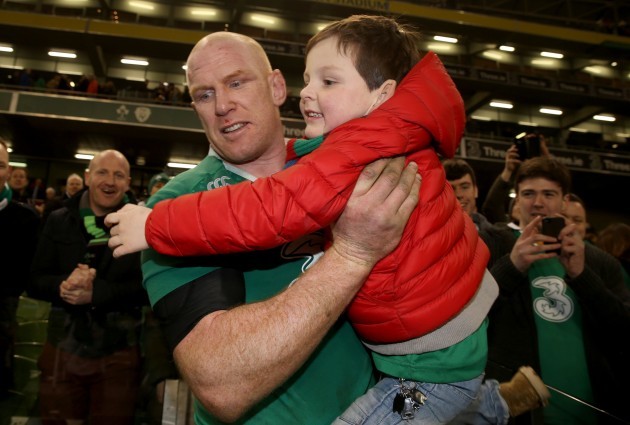 Paul O'Connell and his son Paddy after the game